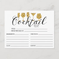 Cartão de Receita Dourado Cocktail