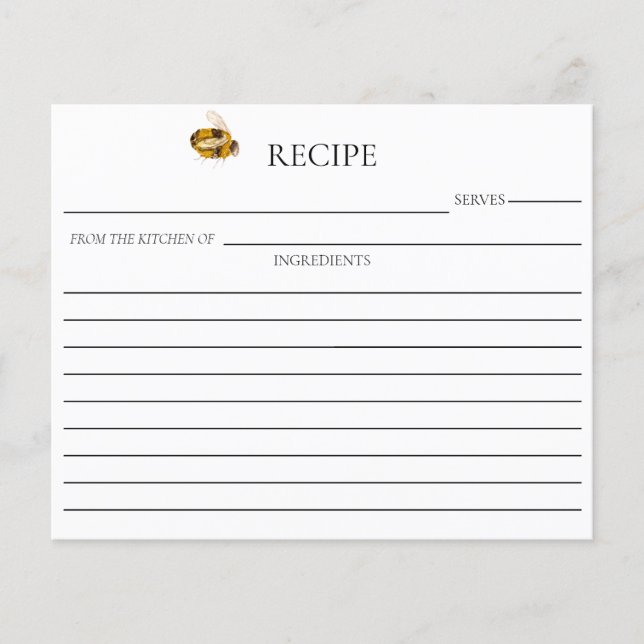 Cartão de Receita Dupla Face para Chá de Noiva Abe (Frente)