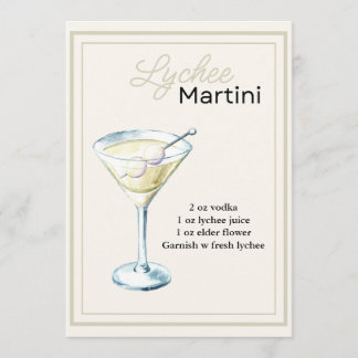 Cartão de Receita Editável Lychee Martini