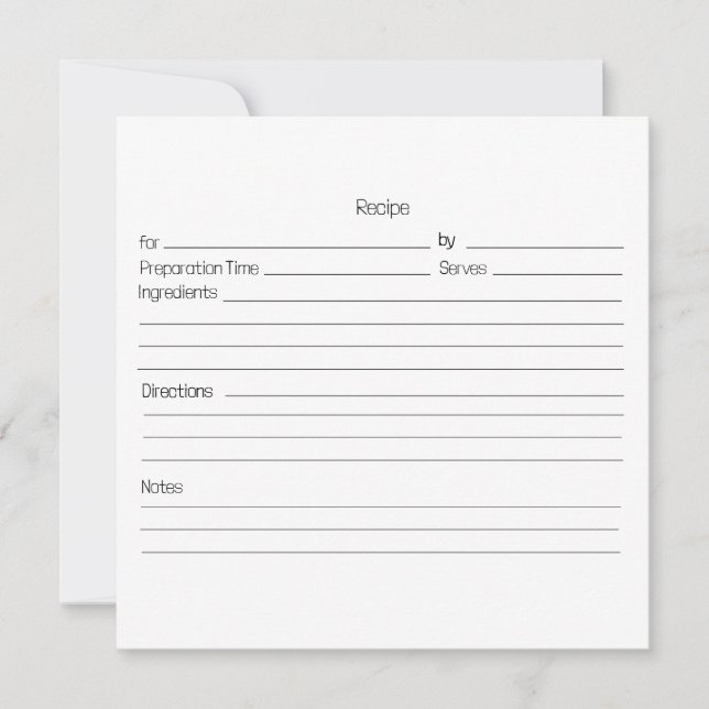 Cartão de Receita Editável. Personalizar com fotos (Frente)