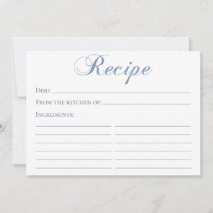 Cartão de Receita em Script Azul Empoeirado