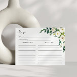 Cartão de Receita Floral Alabastro<br><div class="desc">Cartão de receita floral verde e de cor d'água de marfim que corresponde aos nossos elegantes convites de chá de panela florais de Alabastro.</div>