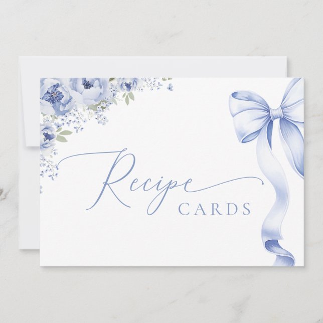 Cartão de Receita Floral Azul (Frente)