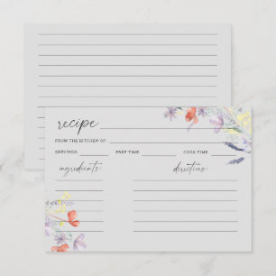 Cartão de receita floral Boho Wildflowers