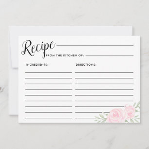 Cartão de Receita Floral Bridal Rosa Rosa Grande