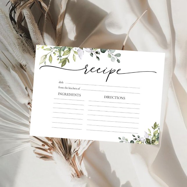 Cartão de Receita Floral de Eucalipto Verde Grande (Criador carregado)
