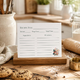 Cartão de Receita Floral de Frutas Personalizado
