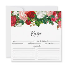 Cartão de Receita Floral de Garland Borgonha e Ros