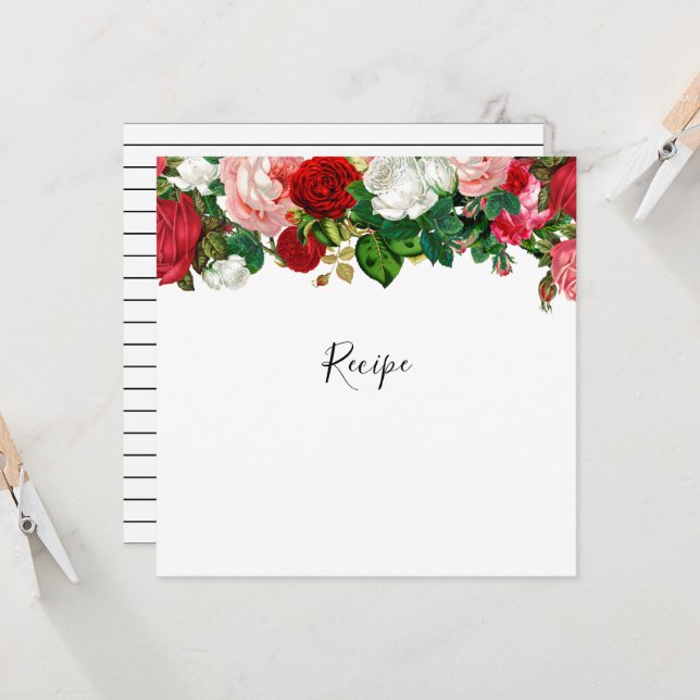 Cartão de Receita Floral de Garland Borgonha e Ros (Frente/Verso In Situ)