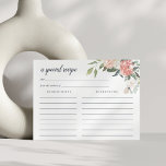 Cartão de Receita Floral de Meio-Verão<br><div class="desc">Cartão de receita floral cor-de-água verde-rosa e cor-de-rosa-esverdeada que combina com os nossos elegantes convites de chá de panela florais de MidSummer.</div>
