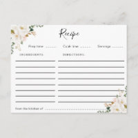 cartão de receita floral magnolia aquarela