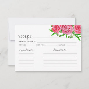 Cartão de receita floral rosado