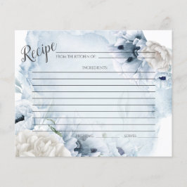 CARTÃO DE RECEITA | Flores Azuis Aquarela Rústica