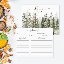 Cartão de Receita Floresta Verde Aquarela