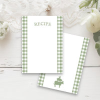 Cartão de Receita Gingham Verde de CHURRASCO Vinta