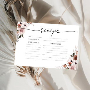 Cartão de Receita Grande Seda Floral Chá de Noiva