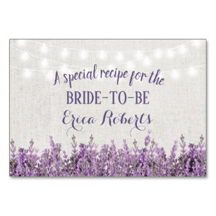 Cartão de Receita   Linho Elegante Floral Lavanda