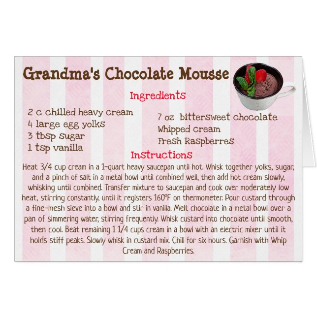 Cartão de Receita Mousse Chocolate (Frente Horizontal)