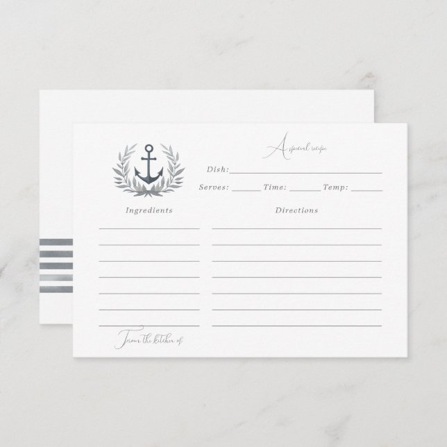 Cartão de receita náutica (Frente/Verso)