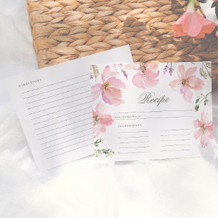 Cartão de Receita Para a Noiva Floral Aquarela de