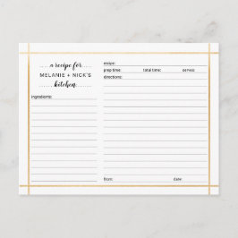 Cartão de receita para chá de noiva, moldura doura