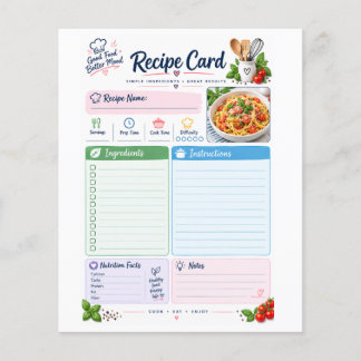 Cartão de Receita Pastel – Organizador de Receitas