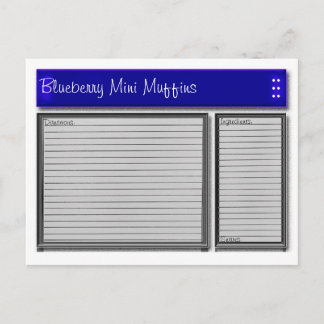 Cartão de Receita Personalizada de Destaques Azuis