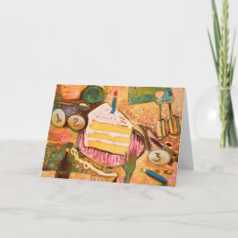 Cartão de Receita Pintado de Bolo de Aniversário F