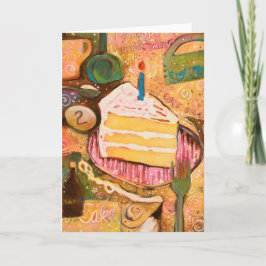 Cartão de Receita Pintado de Bolo de Aniversário F
