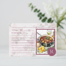 Cartão de Receita Rosa com Foto Monograma Vintage