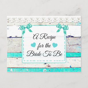 Cartão de Receita Rústica de Madeira Teal Turquois