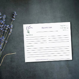 Cartão de Receita Simples de Chá de Noiva Lavanda