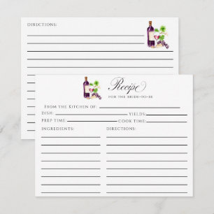 Cartão de Receita Vino Before Vows Inserção para C