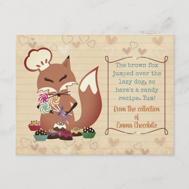 Cartão de receitas de doces de carne de galinha (Frente)