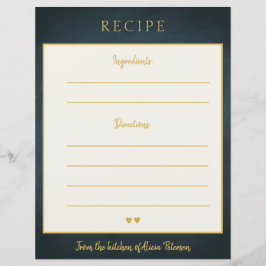 Cartão de receitas de tipografia de ouro elegante