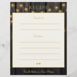 Cartão de receitas de tipografia de ouro elegante