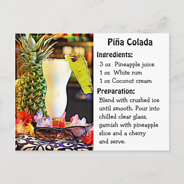 Cartão de receitas para o Dia Nacional Piña Colada (Frente)