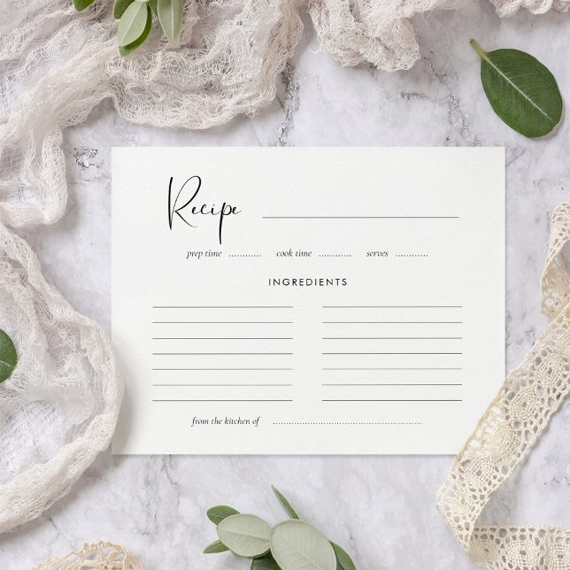 Cartão de receitas preto e branco elegante e moder (Criador carregado)