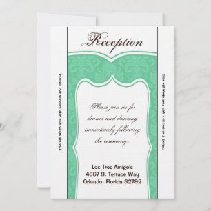 Cartão de recepção 3,5 x 7 - Damasco branco de cas