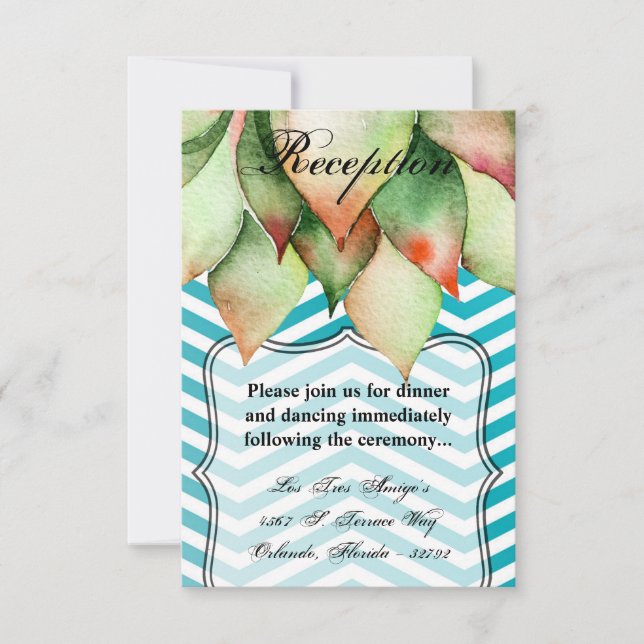 Cartão de Recepção 3,5x5 Boho Cactos Cacto Suculen (Frente)