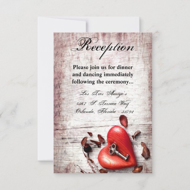 Cartão de recepção 3,5x5 Chave de madeira do país  (Frente)