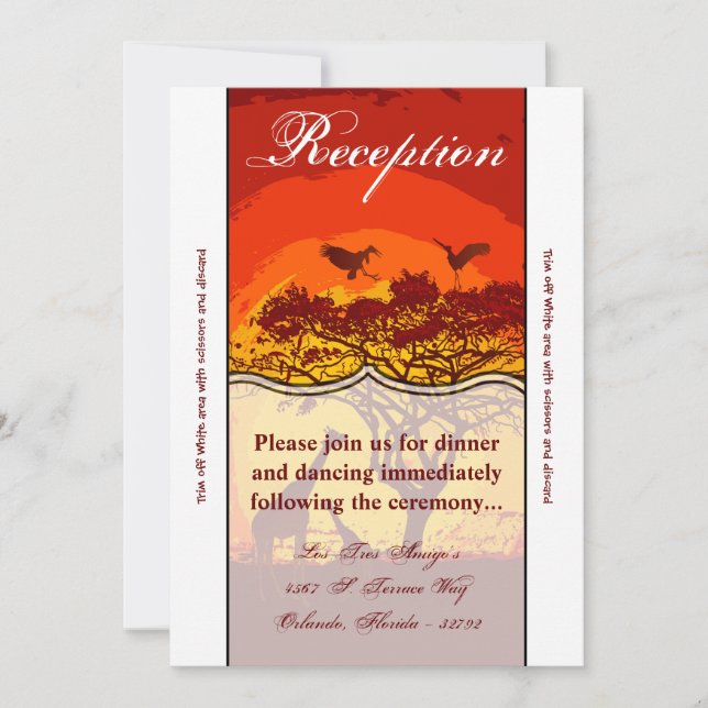 Cartão de recepção africano Safari Giraffe Sun 3,5 (Frente)