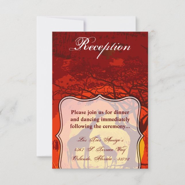 Cartão de recepção africano Safari Giraffe Sunse 3 (Frente)