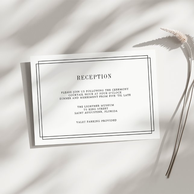 Cartão de Recepção Atemporal Preto e Branco (Criador carregado)