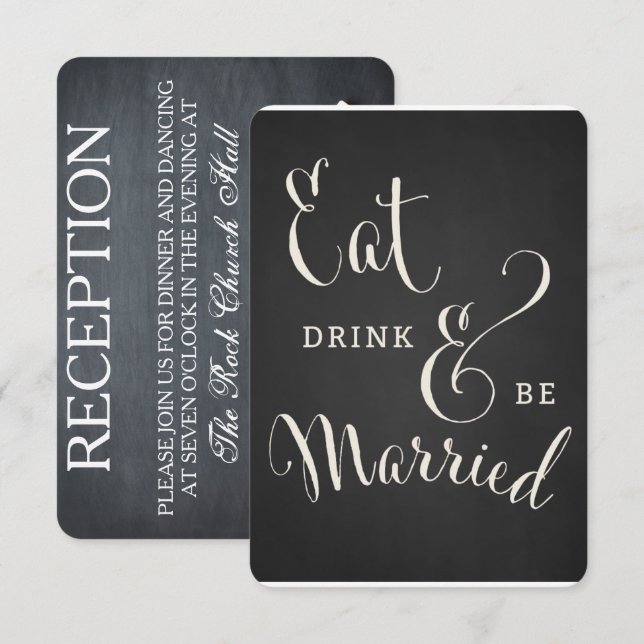 Cartão de Recepção Chalkboard Forever & Always (Frente/Verso)