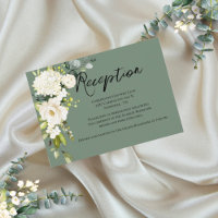 Cartão de Recepção de Aquarela Floral Verde Elegan