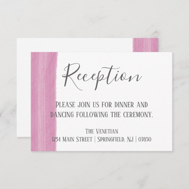 Cartão de Recepção de Brushaft, Cor de Água Rosa (Frente/Verso)