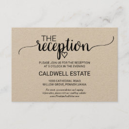 Cartão de Recepção de Caligrafia Kraft Simples