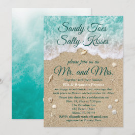 Cartão de Recepção de Casamento Beach Waves