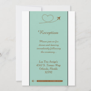 Cartão de Recepção de Casamento Blue Airplane Hear